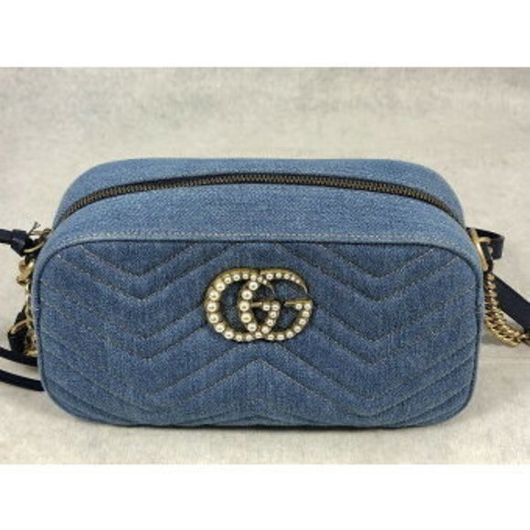 Gucci GG Marmont Denim Shoulder Bag Blue - Picture 1 of 8